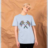 Trainerspotter  Cross Palm Flowers  Light Blue T-Shirt