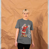 Coca Cola Leaning Santa  Charcoal T-Shirt