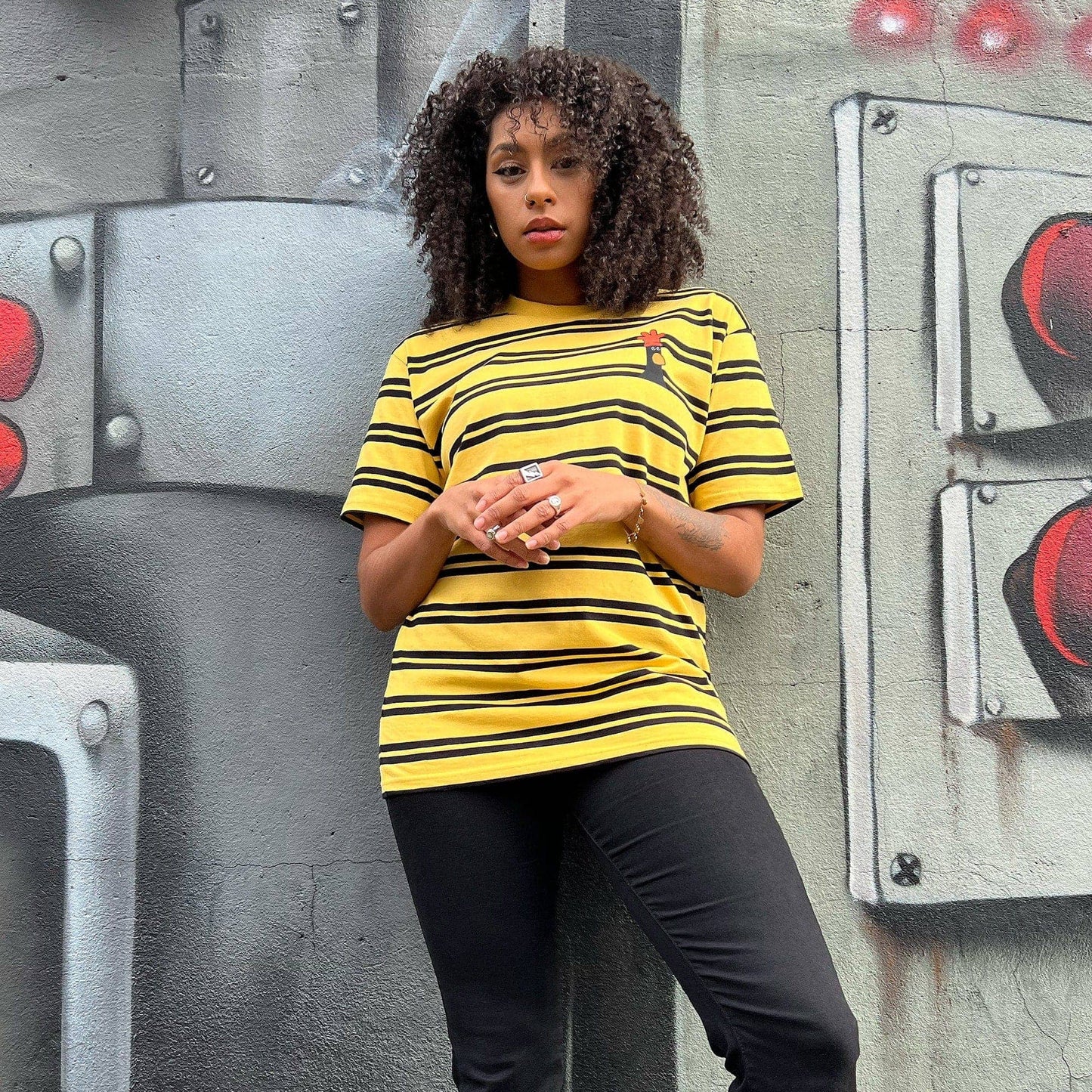 Feathers McGraw Silent Villain Stripe T-Shirt - Yellow/Black
