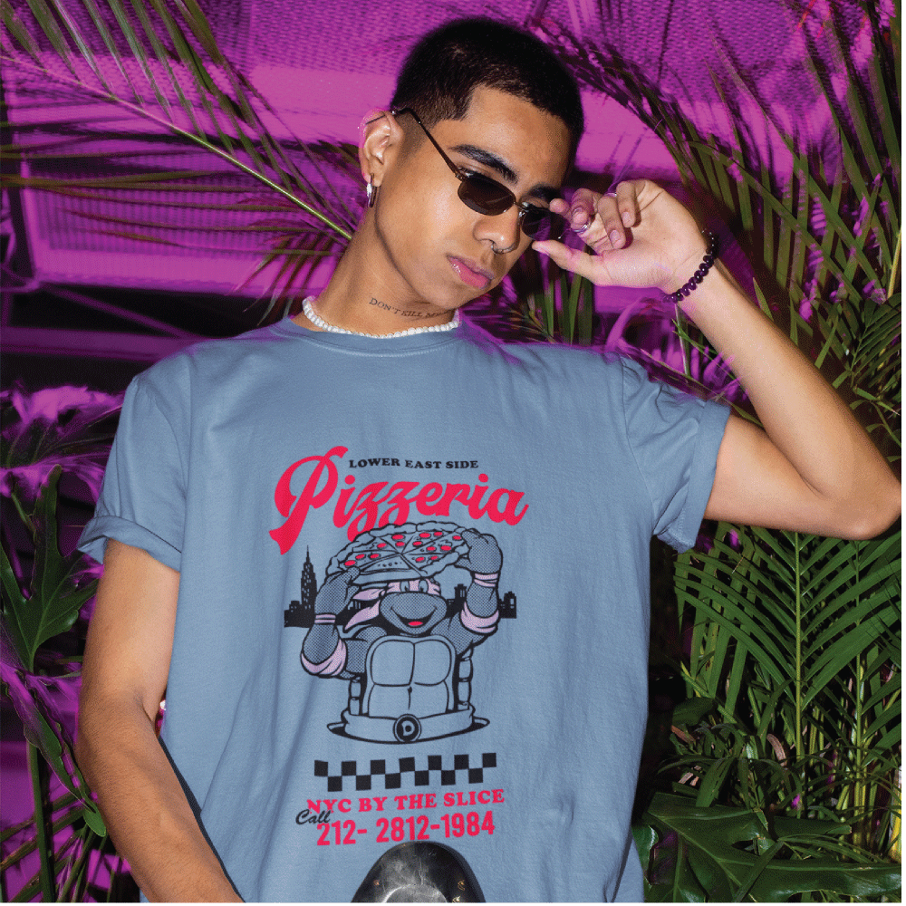 TMNT By The Slice Vintage Heather Blue T-Shirt