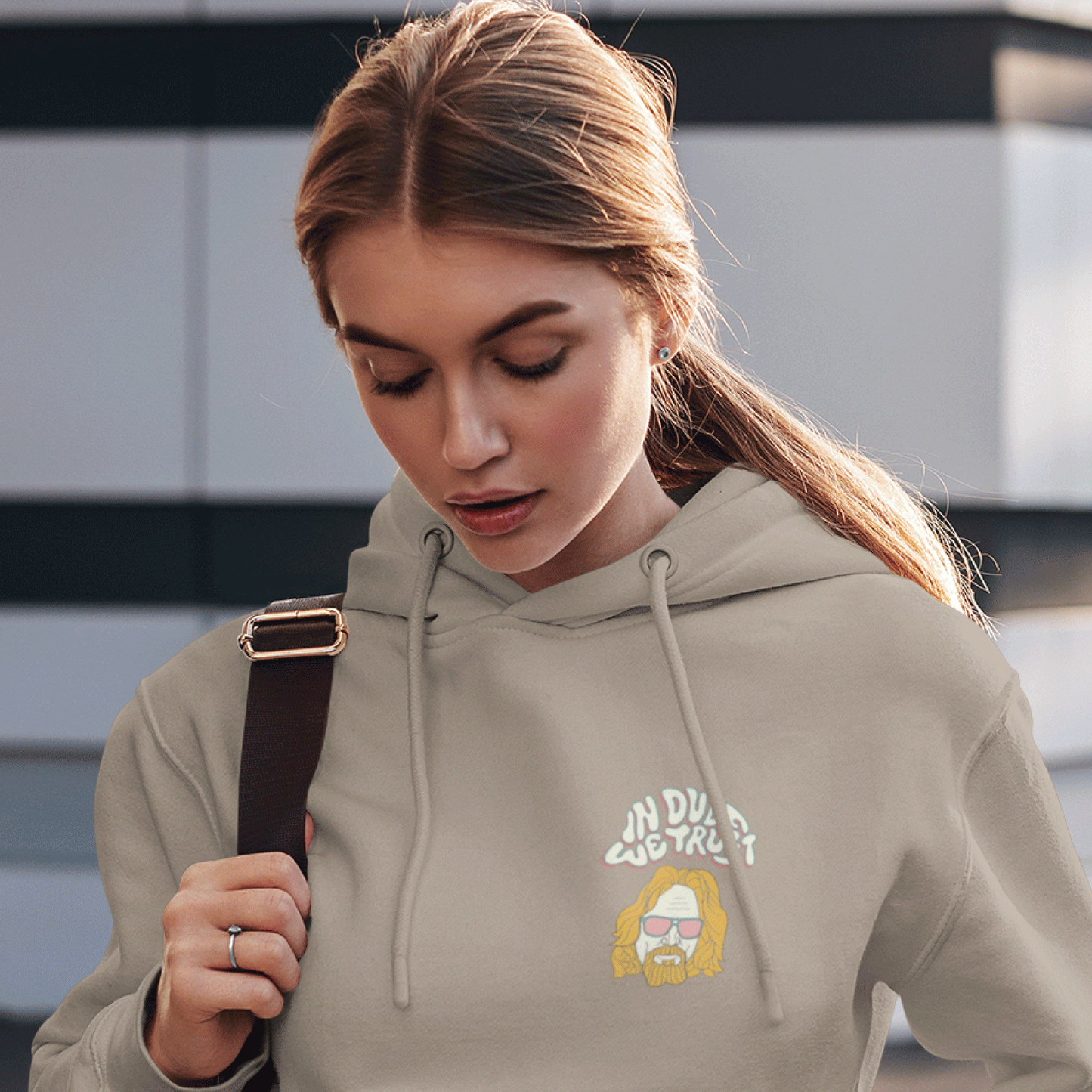The Big Lebowski In Dude We Trust Hoodie - Nude