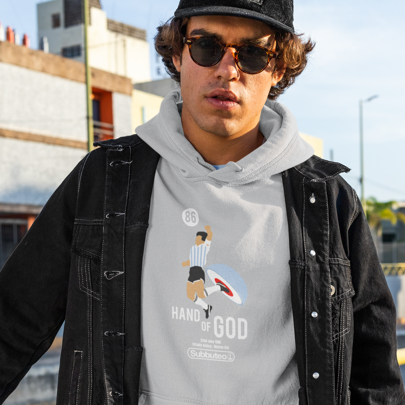 Subbuteo Hand Of God Heather Grey Hoodie