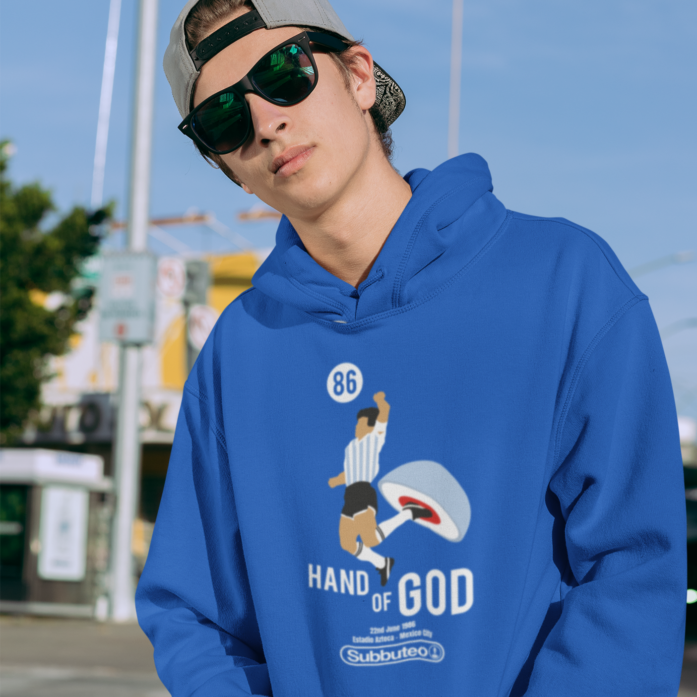 Subbuteo Hand Of God Royal Blue Hoodie