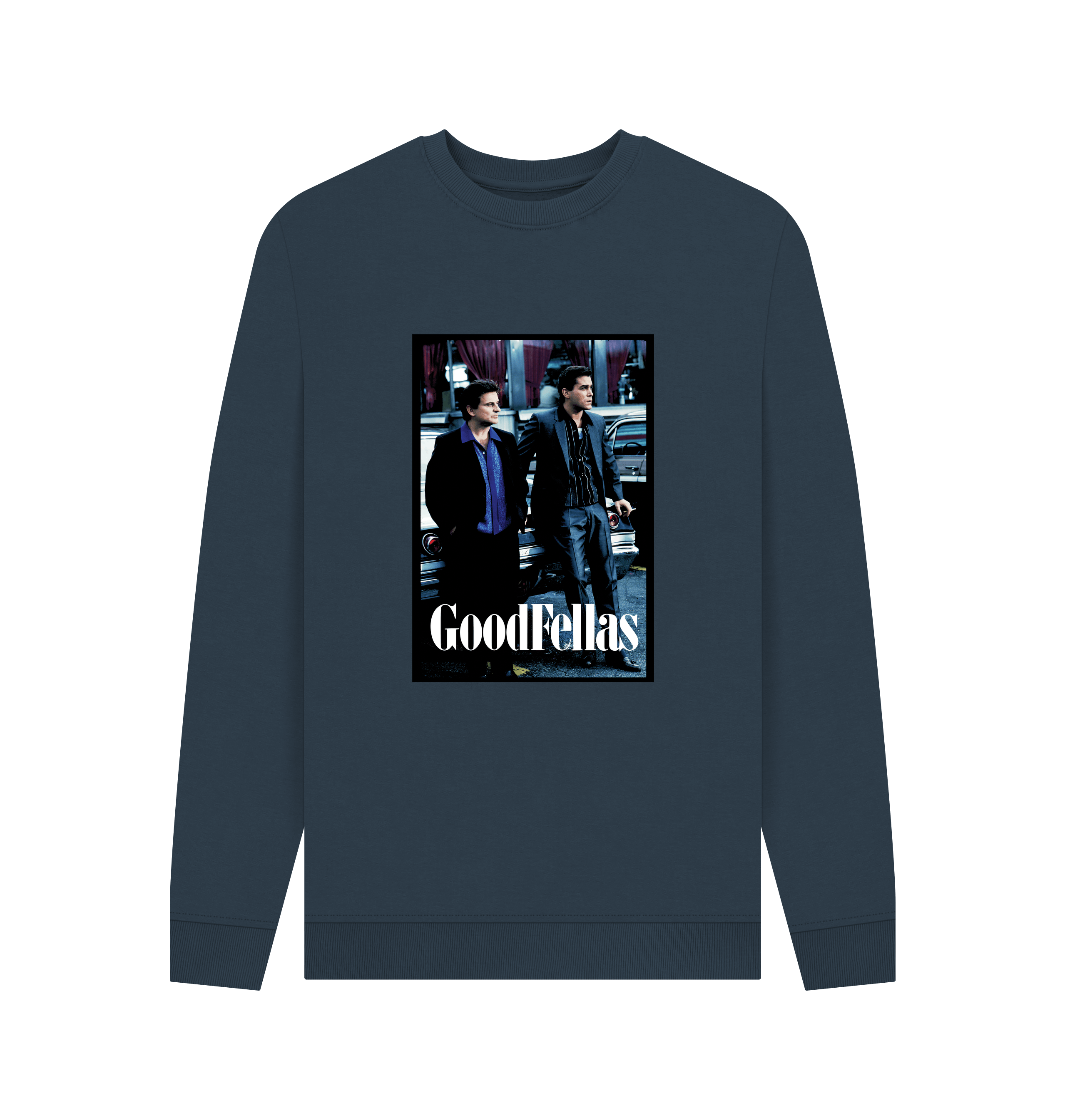 Navy Blue Printed Sweater Front