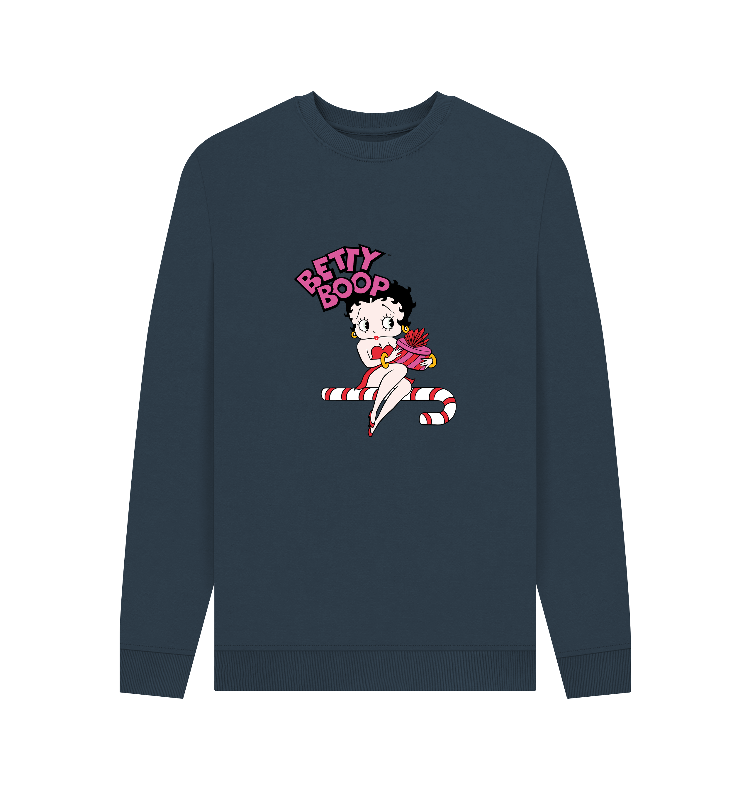 Navy Blue Printed Sweater Front