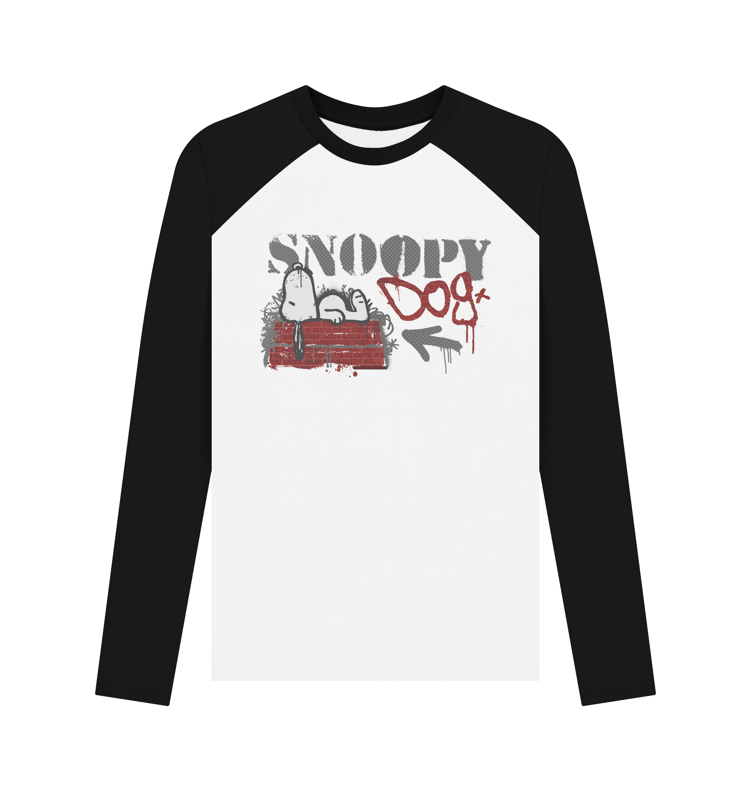 Black-White Printed Baseball T-shirt Front