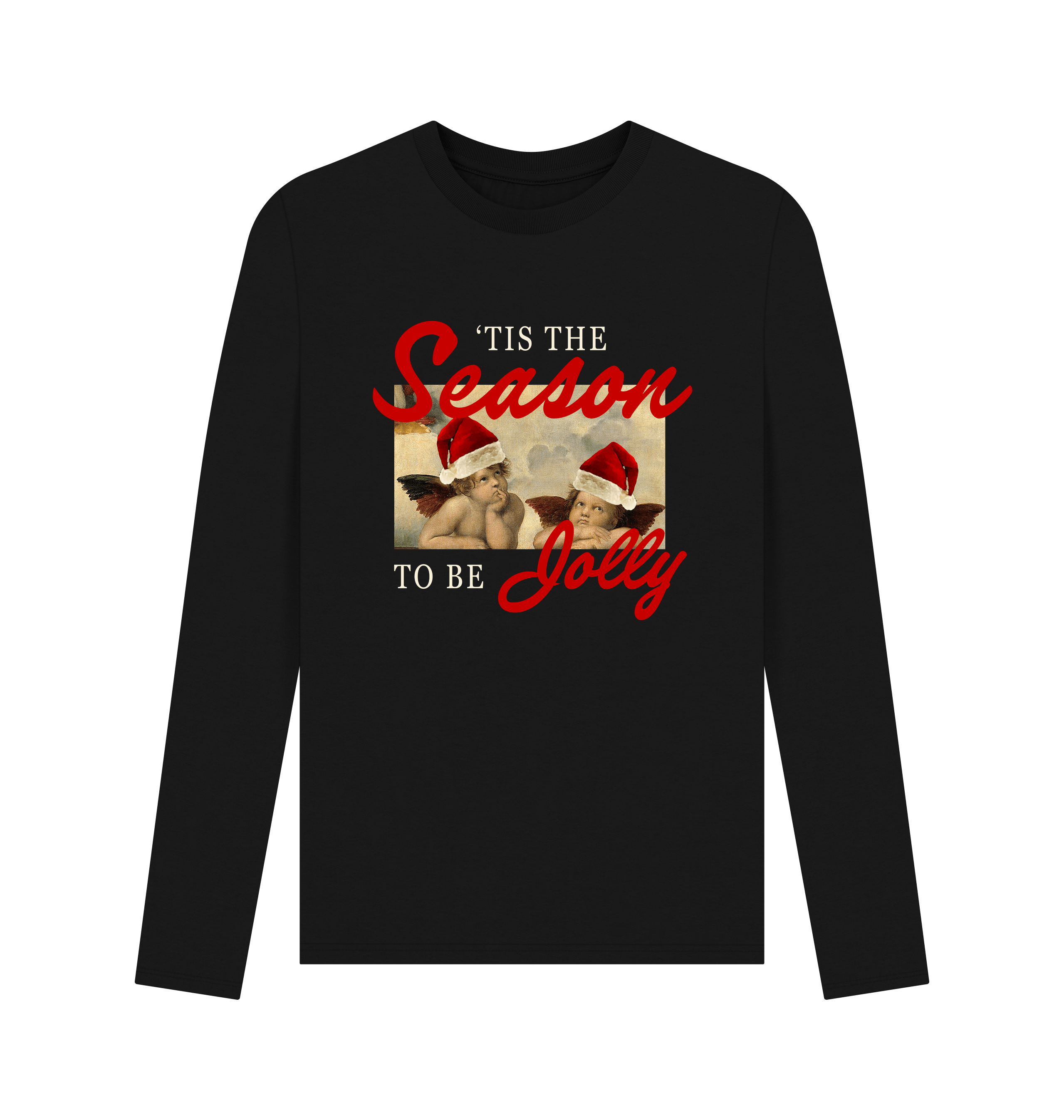 Black Printed Long Sleeve T Shirt Front