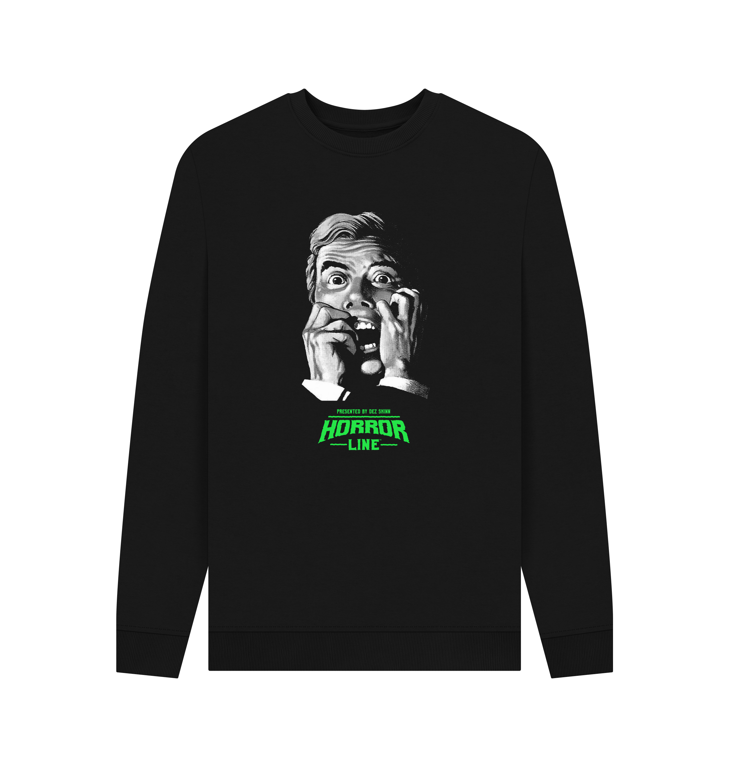 Black Printed Sweater Front