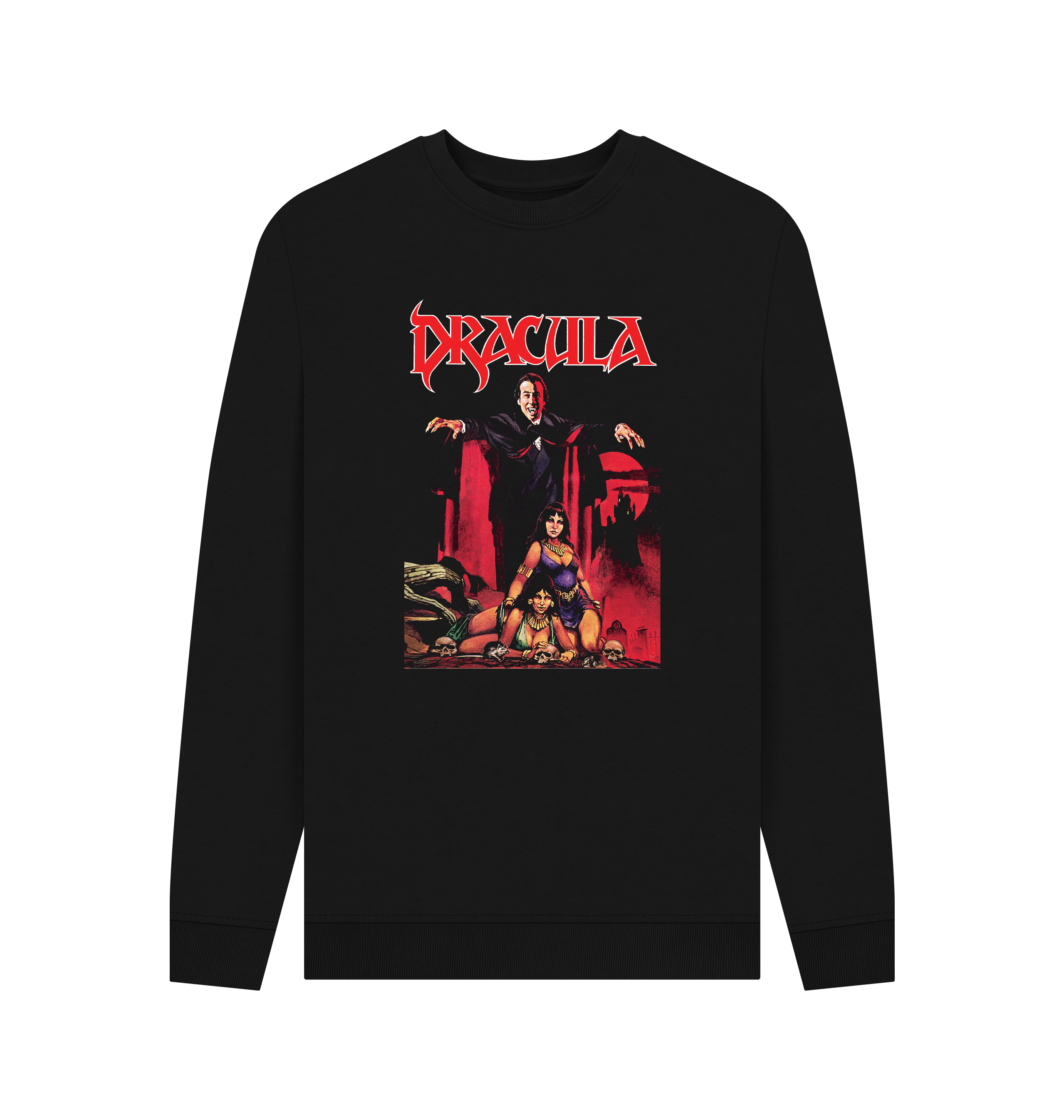 Black Printed Sweater Front