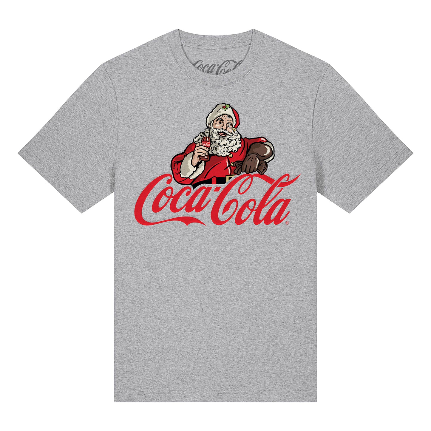 Coca Cola Santa Logo Heather Grey T-Shirt