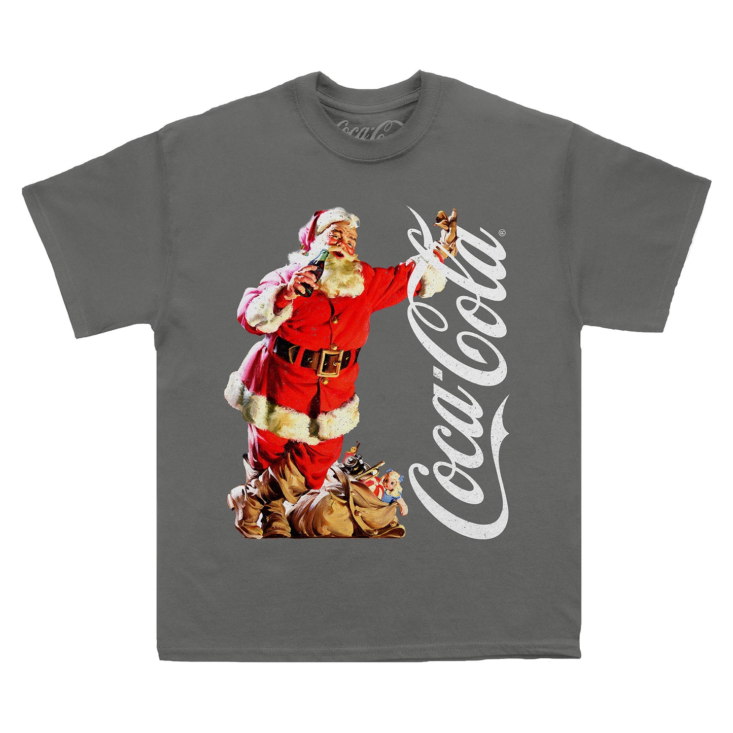 Coca Cola Leaning Santa Charcoal T-Shirt