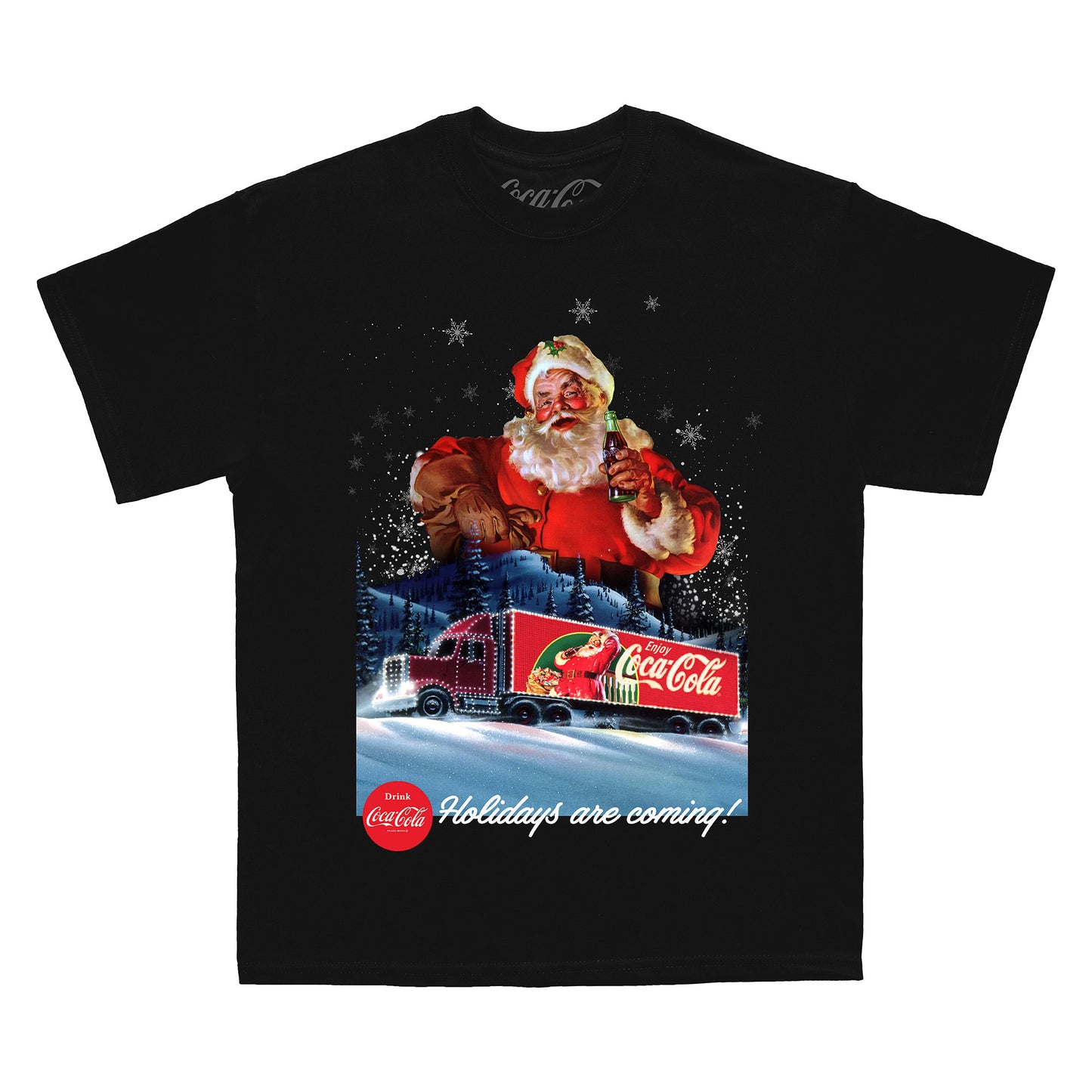 Coca Cola Santa Holidays Are Coming Black T-Shirt