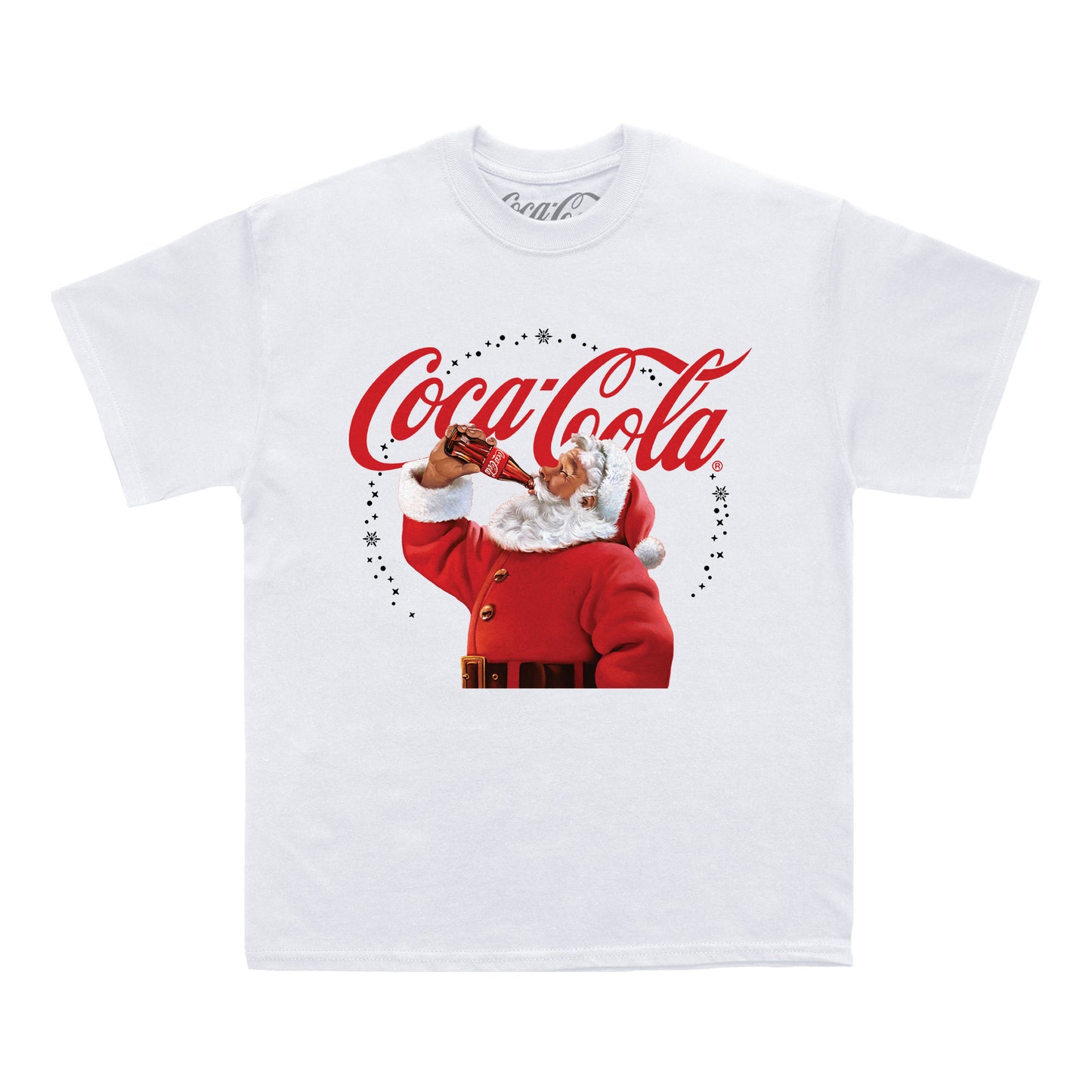 Coca Cola Drinking Santa White T-Shirt