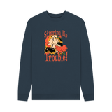 Navy Blue Printed Sweater Front