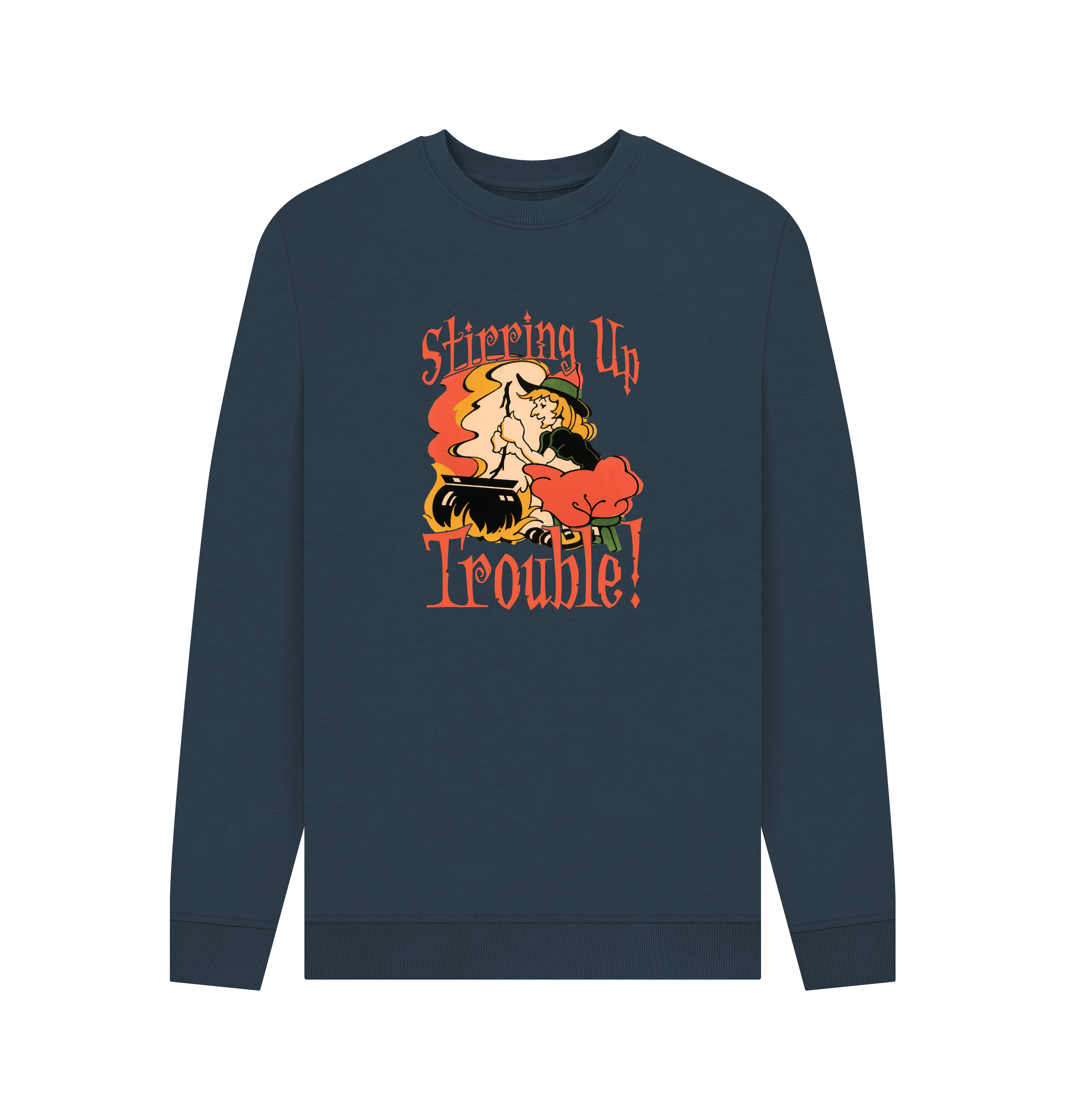Navy Blue Printed Sweater Front