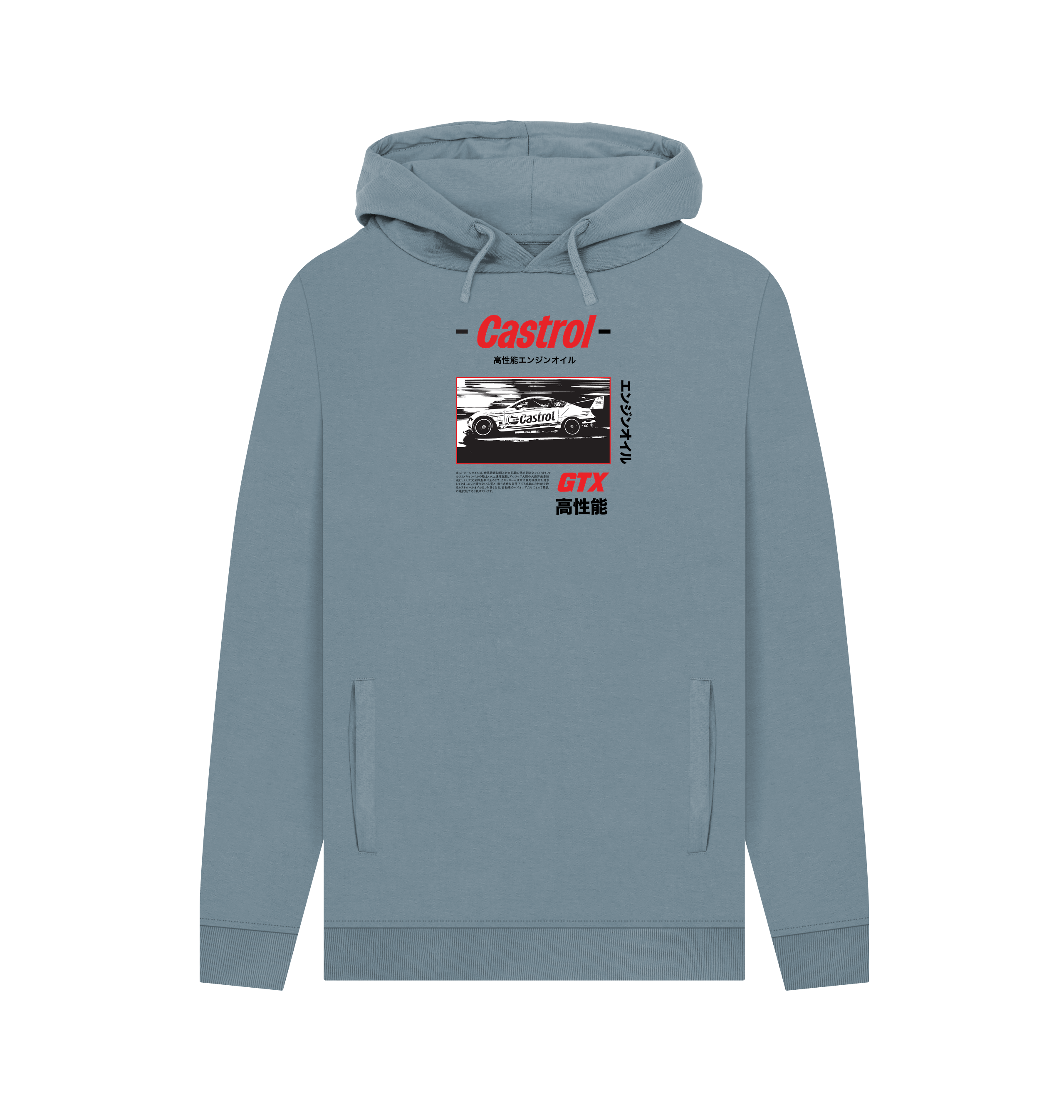 Stone Blue Printed Hoody Front