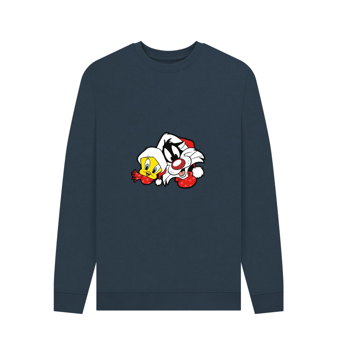 Navy Blue Printed Sweater