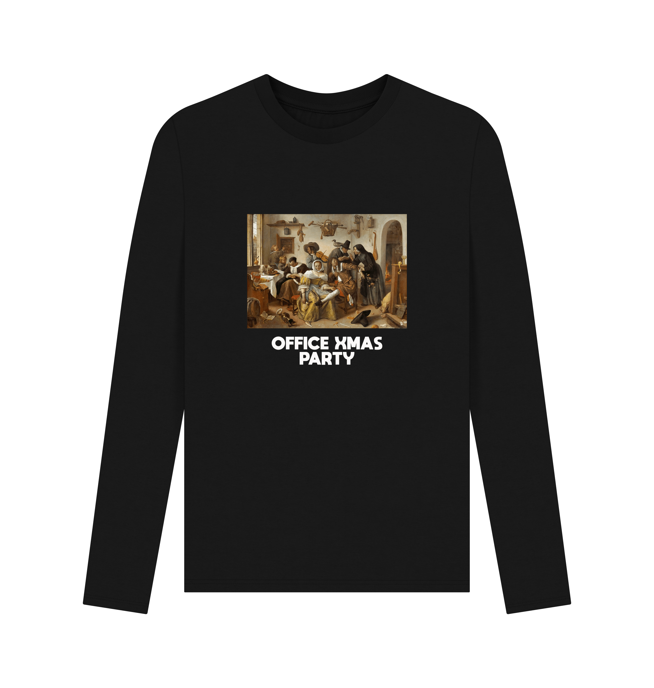 Black Printed Long Sleeve T Shirt Front