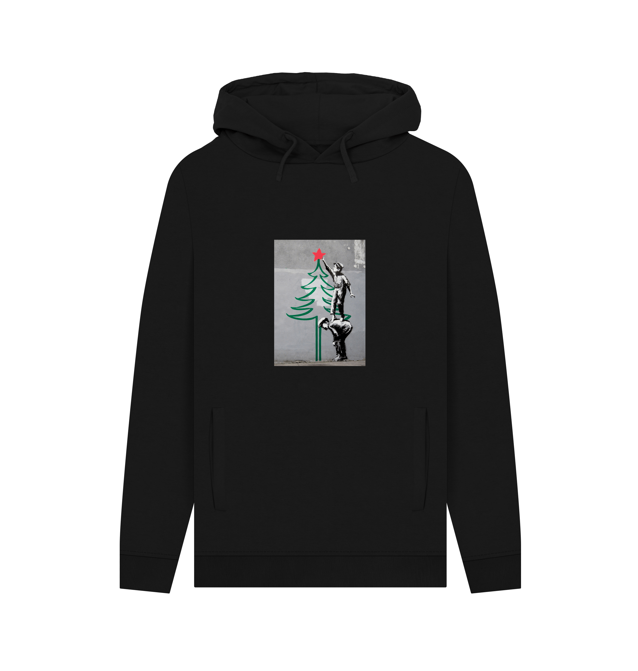 Black Printed Hoody Front