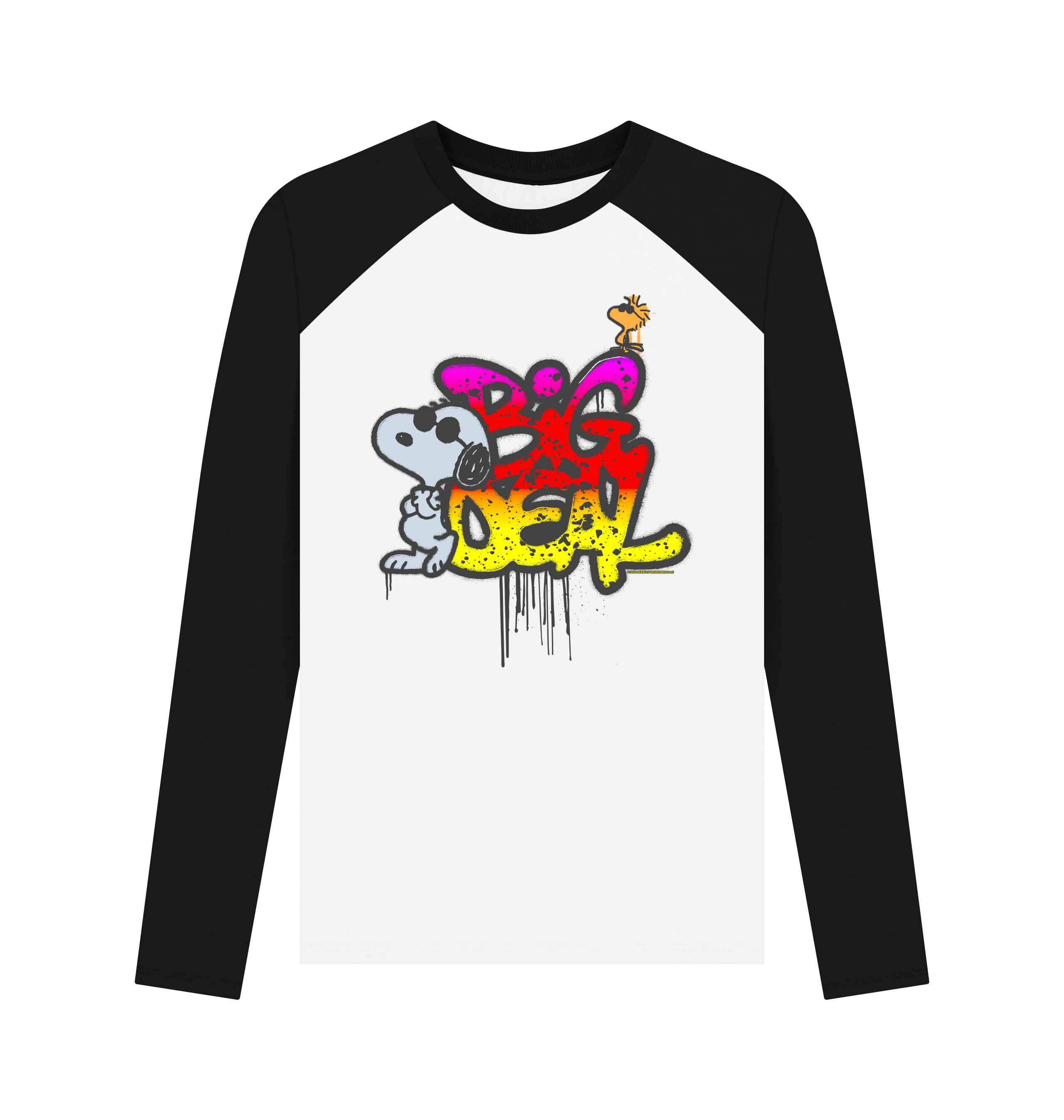 Black-White Printed Baseball T-shirt Front