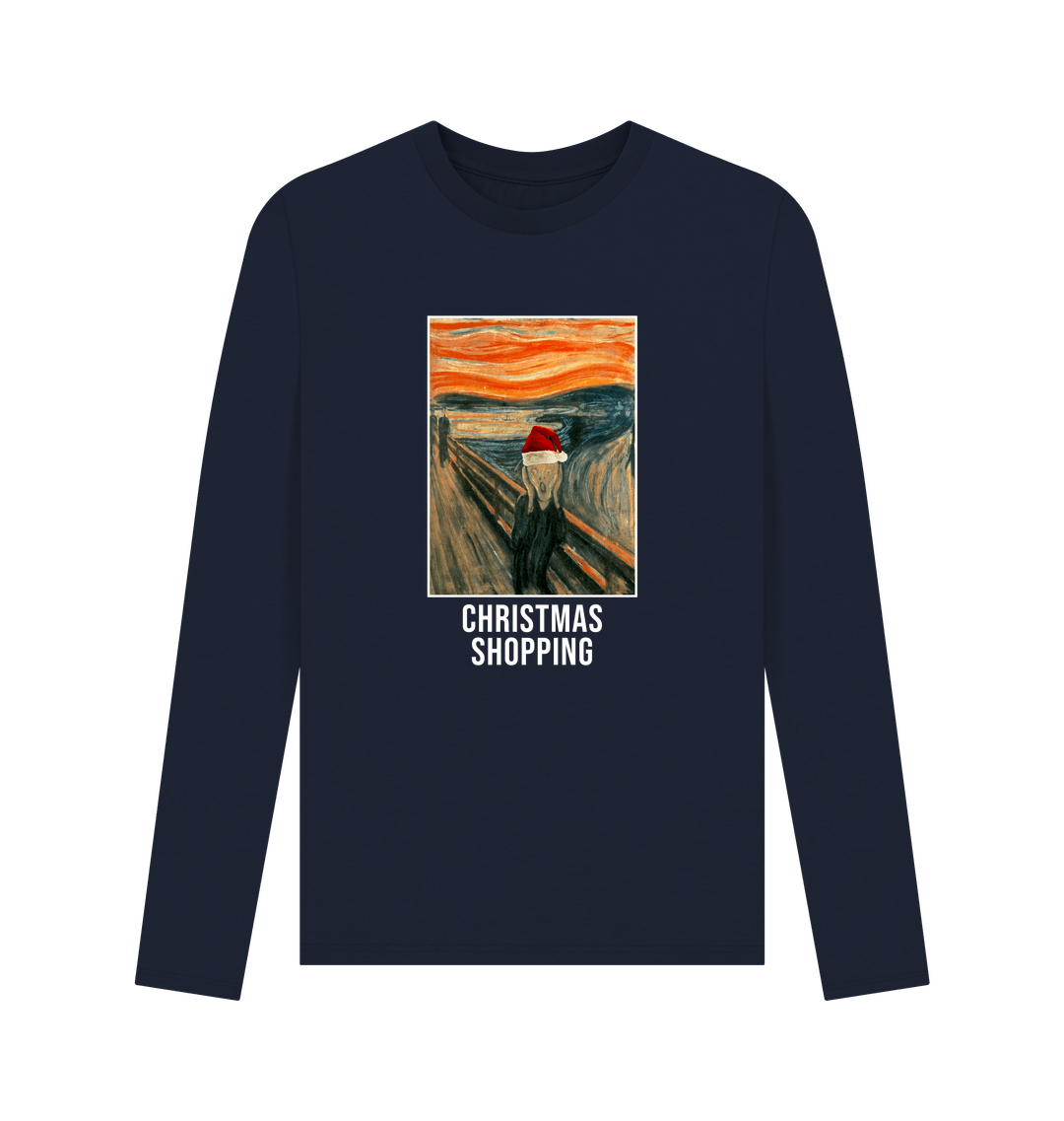Navy Blue Printed Long Sleeve T Shirt Front