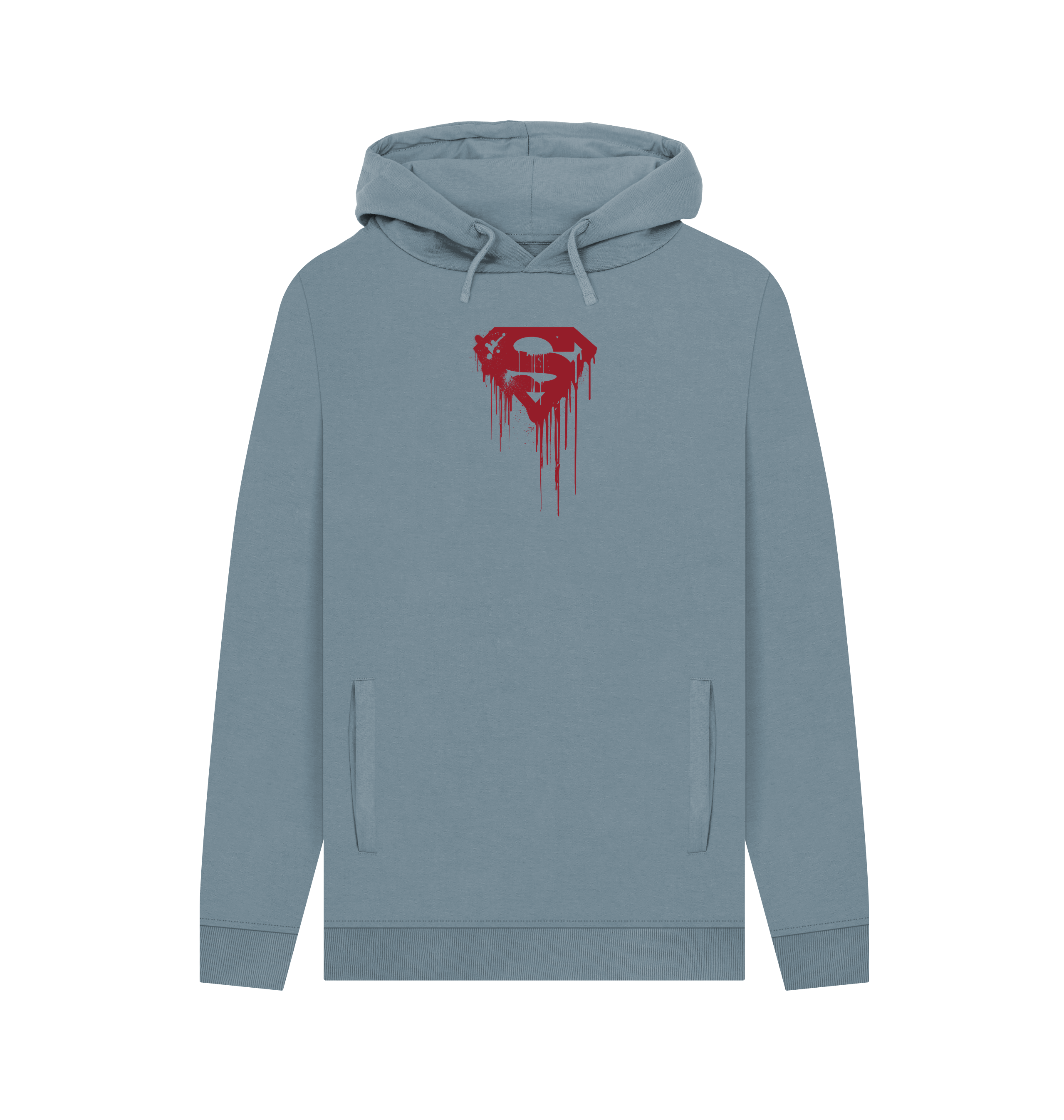 Stone Blue Printed Hoody Front