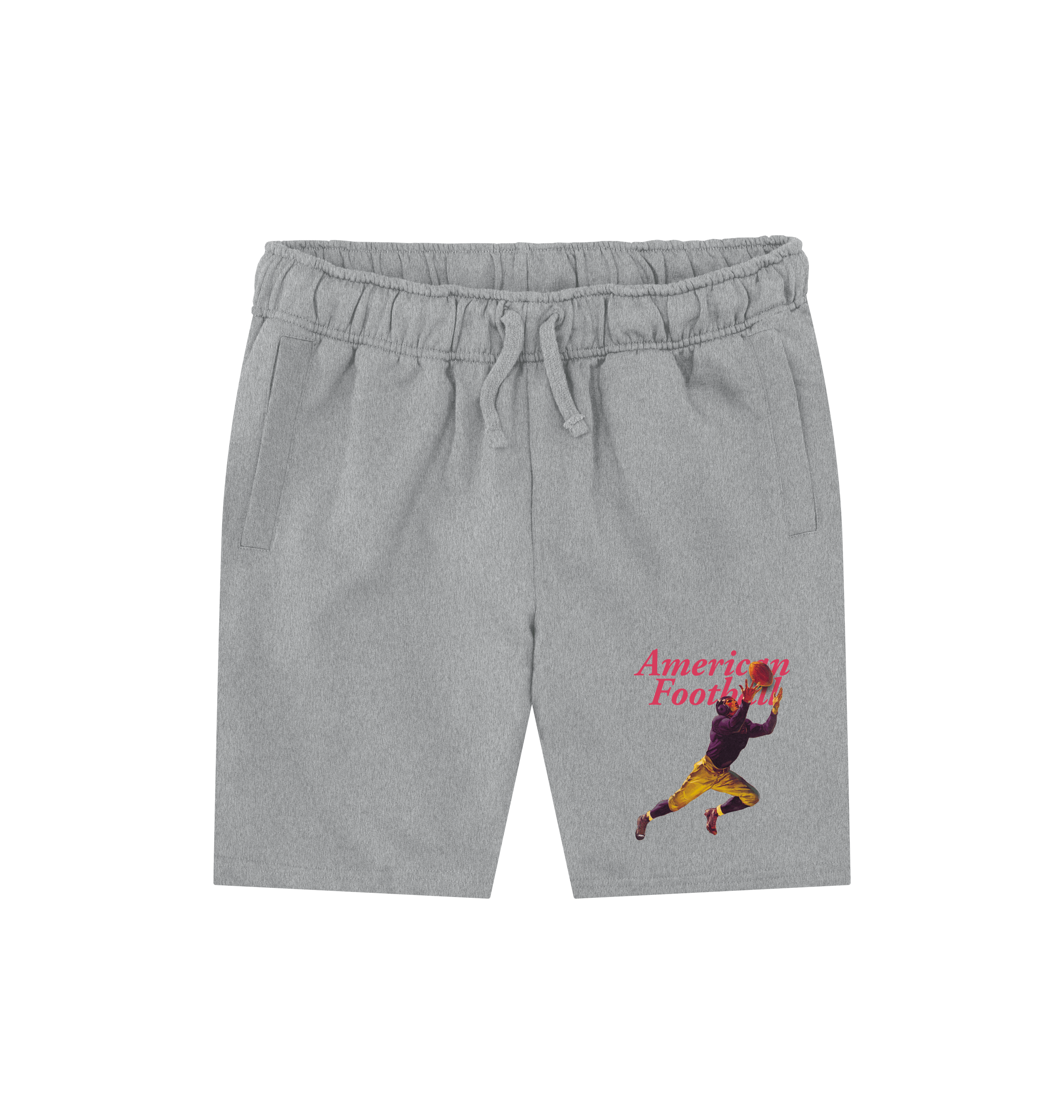 Athletic Grey Printed Mens Shorts Front