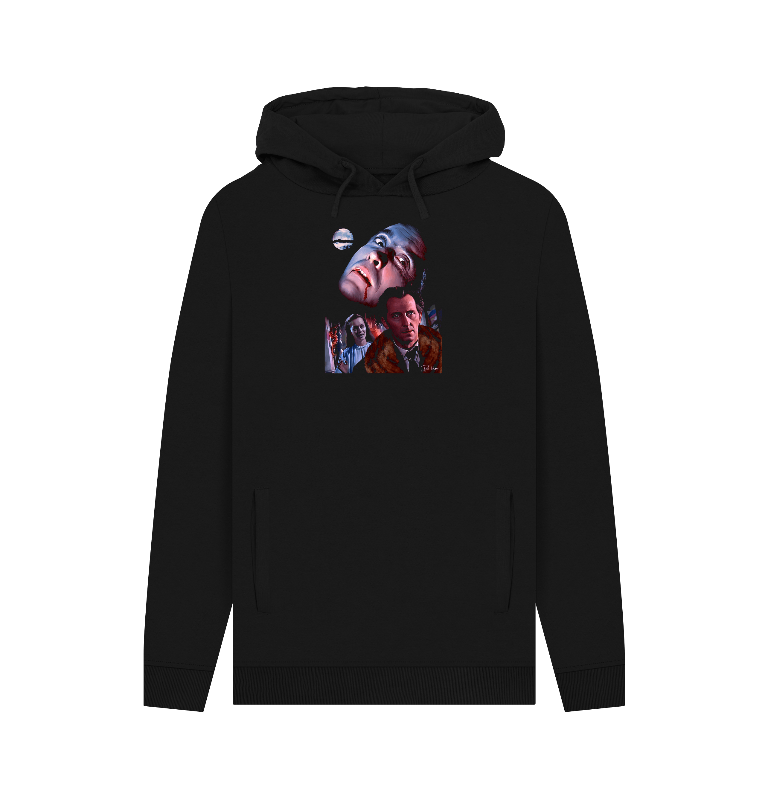Black Printed Hoody Front