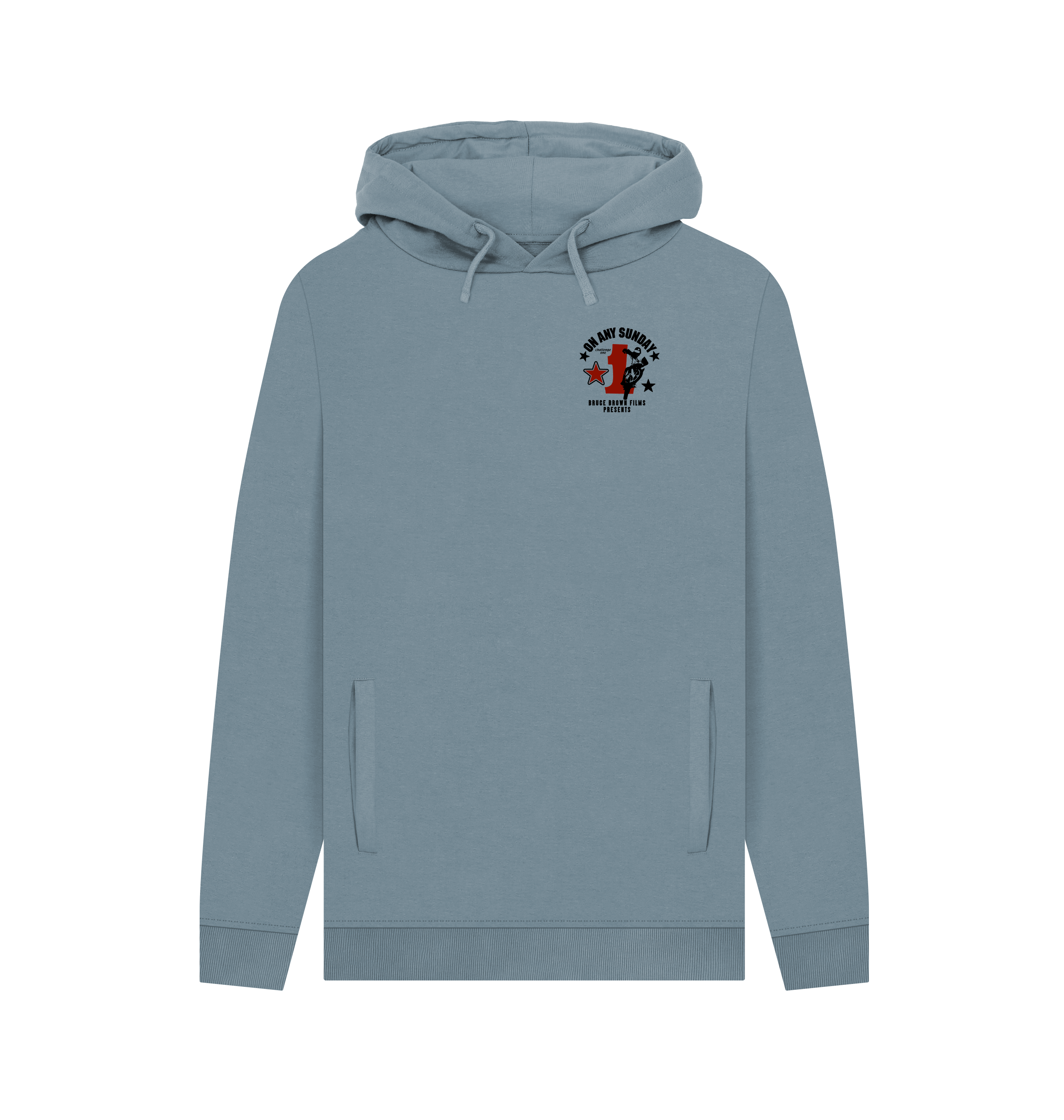 Stone Blue Printed Hoody Front