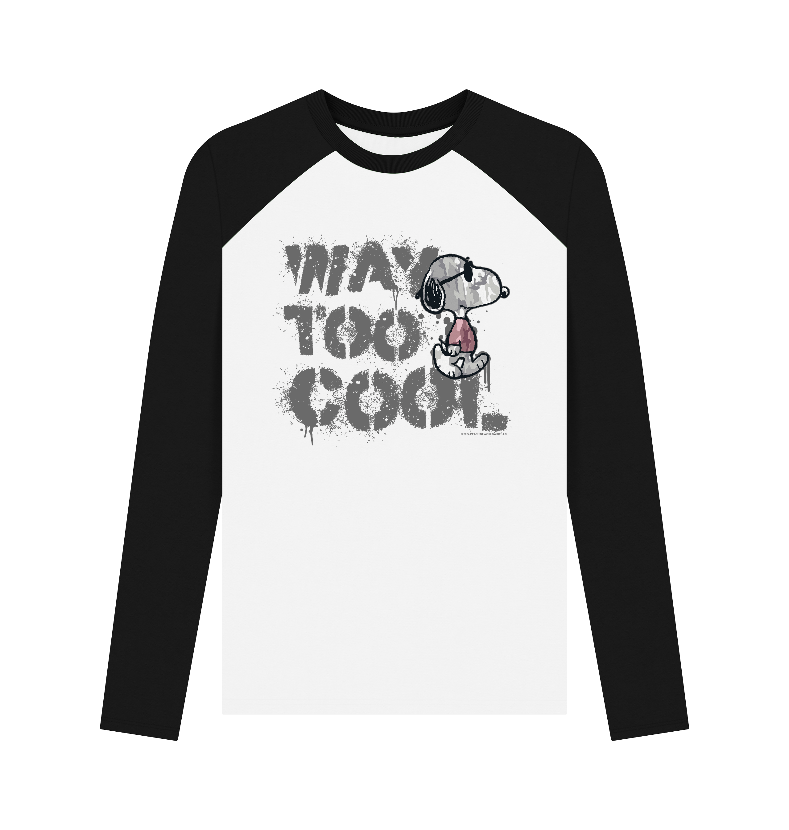 Black-White Printed Baseball T-shirt Front