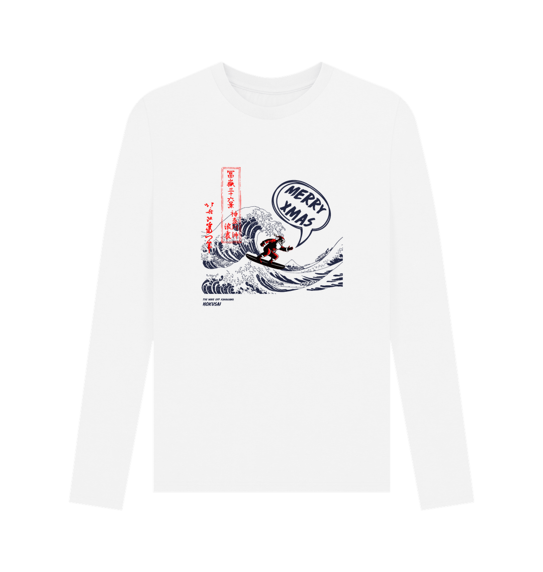 White Printed Long Sleeve T Shirt Front