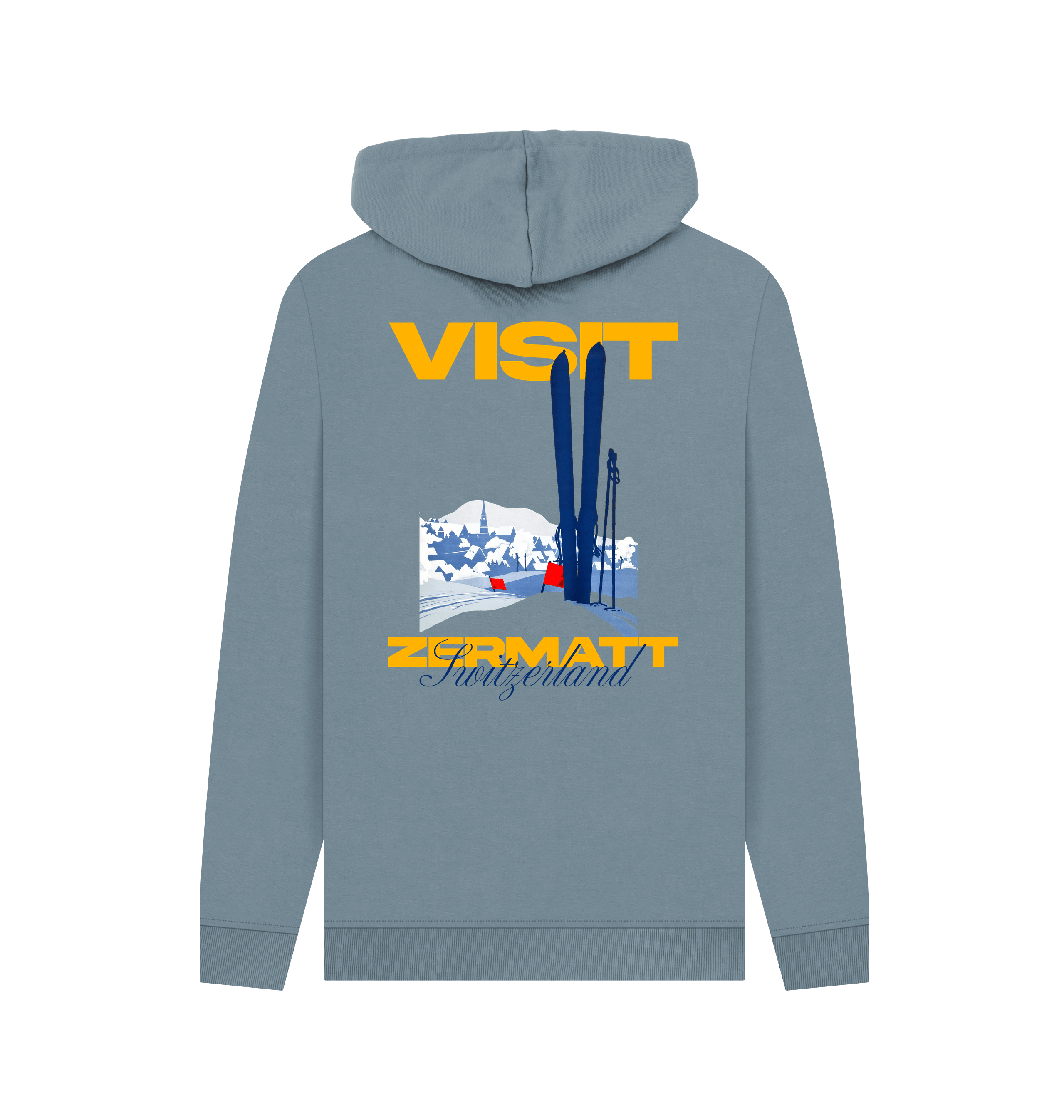 Stone Blue Printed Hoody Back