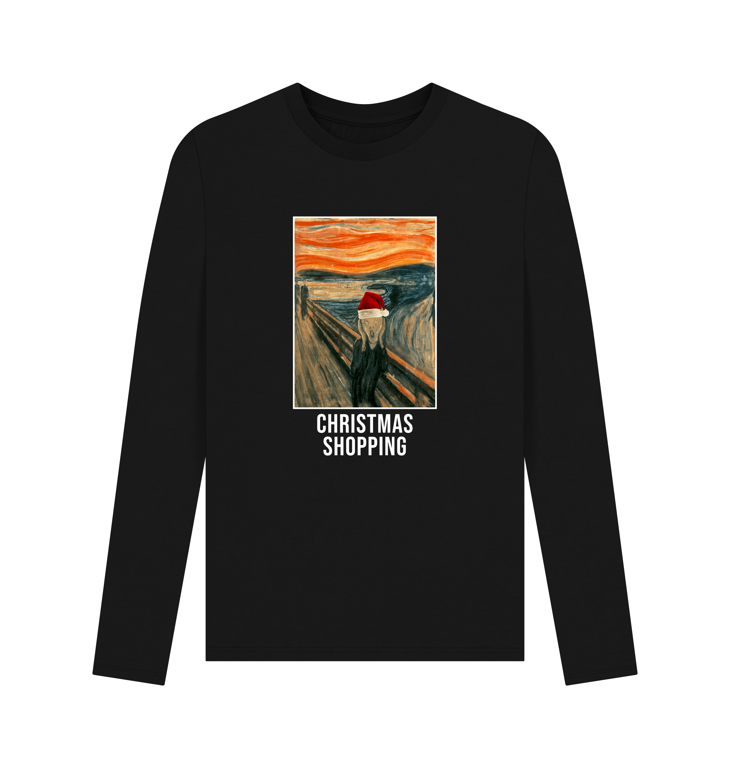 Black Printed Long Sleeve T Shirt Front