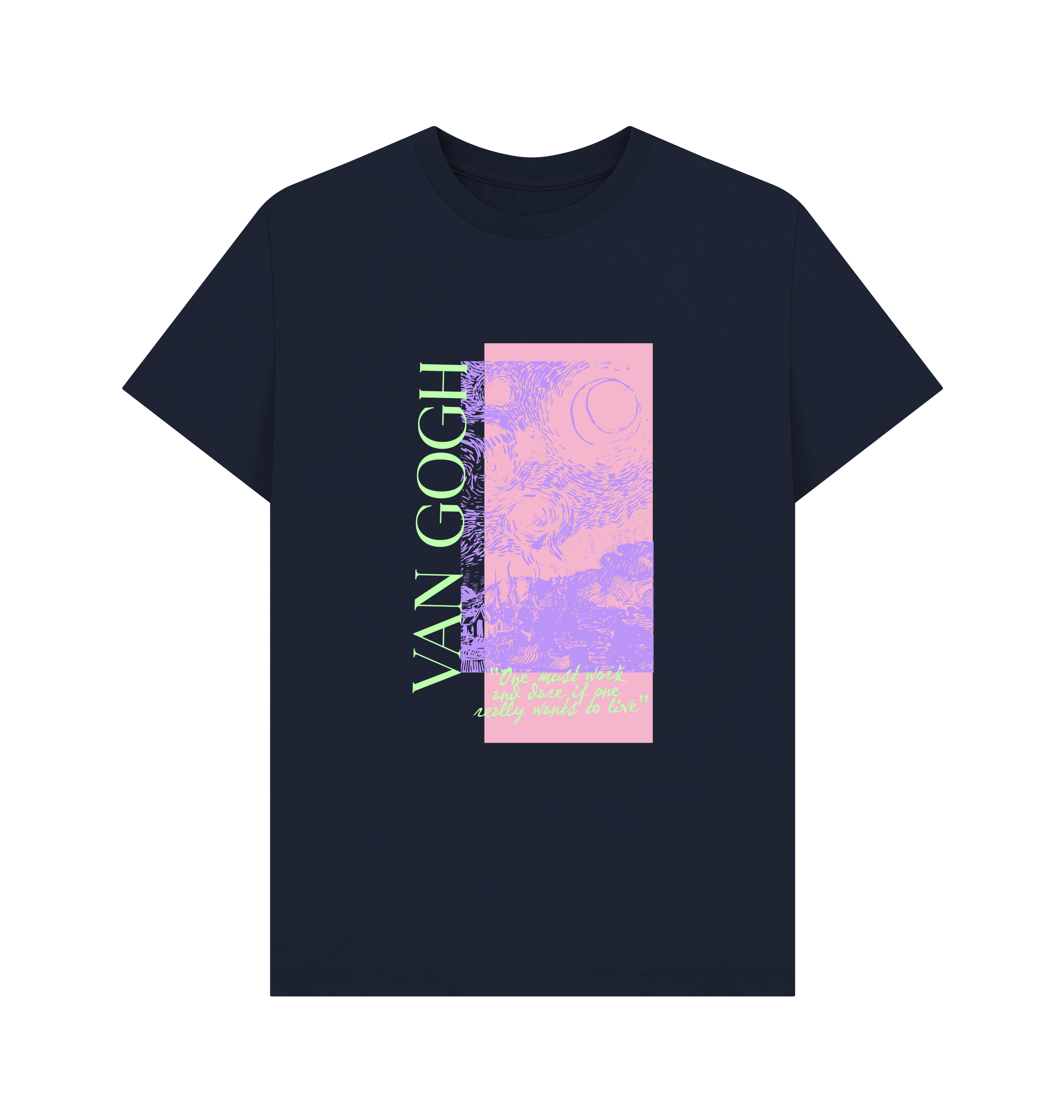 Navy Blue Printed T-shirt Front