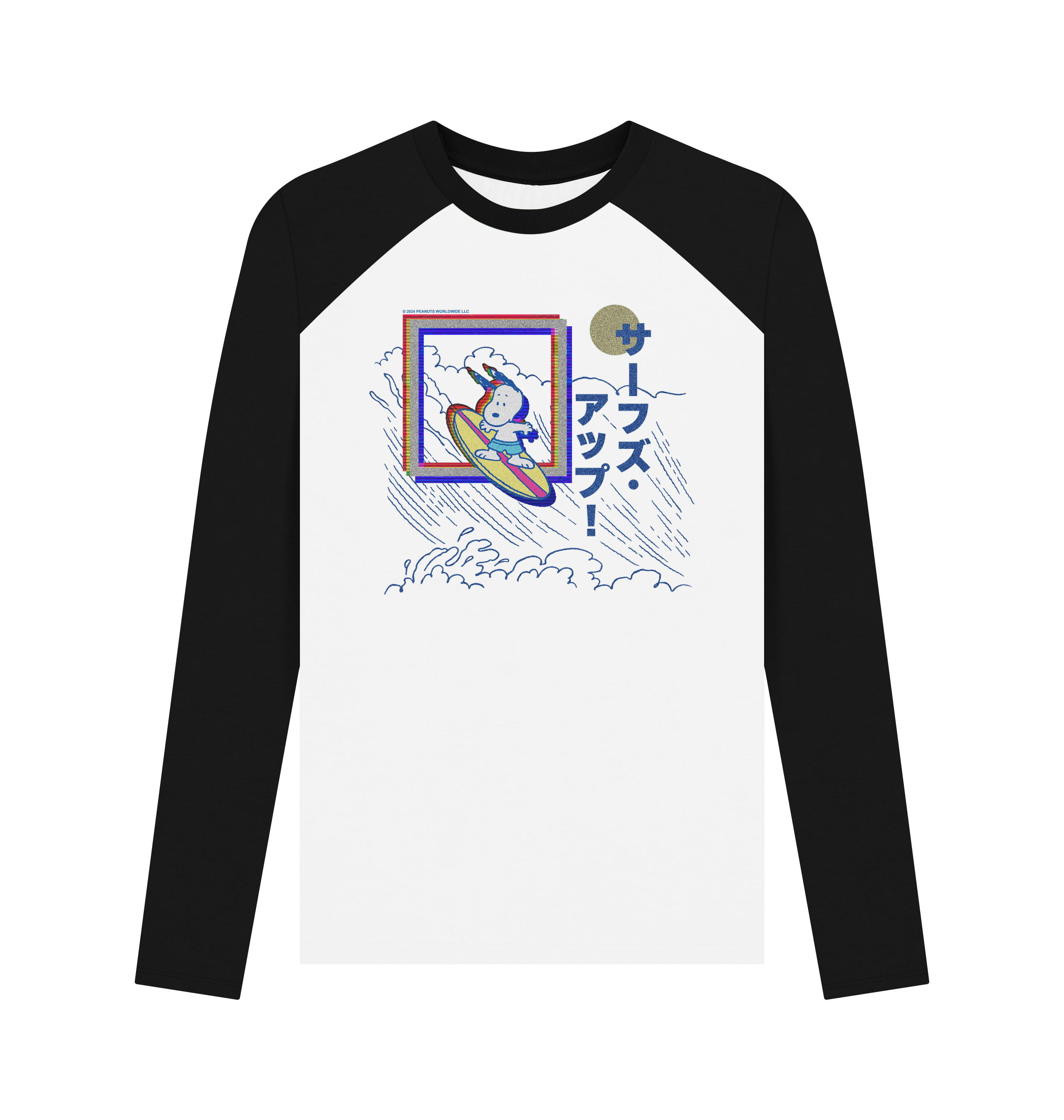 Black-White Printed Baseball T-shirt Front