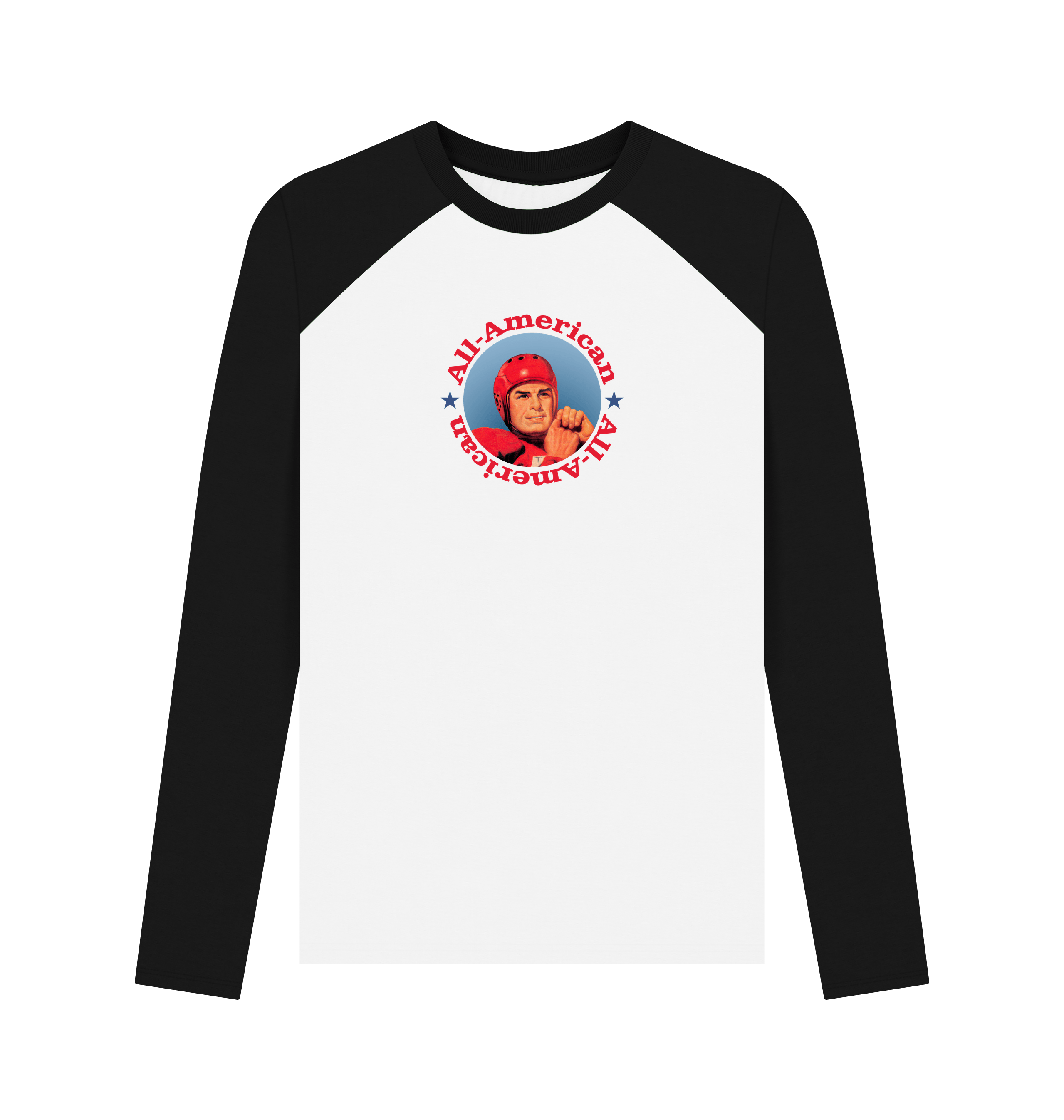 Black-White Printed Baseball T-shirt Front