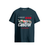 Bold Retro Castrol Car T-Shirt Denim Blue