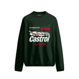 Bold Retro Castrol Car Sweatshirt Evergreen