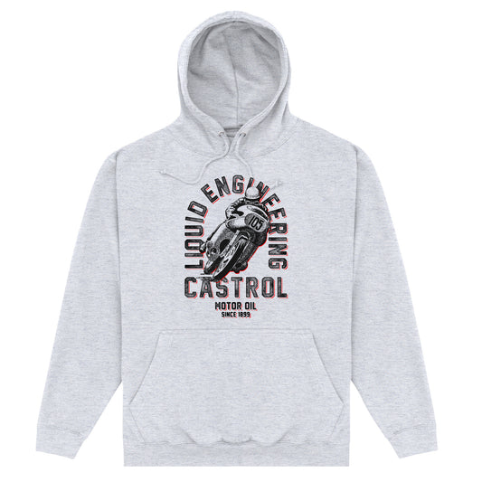 Castrol Retro Motorbike Heather Grey Hoodie