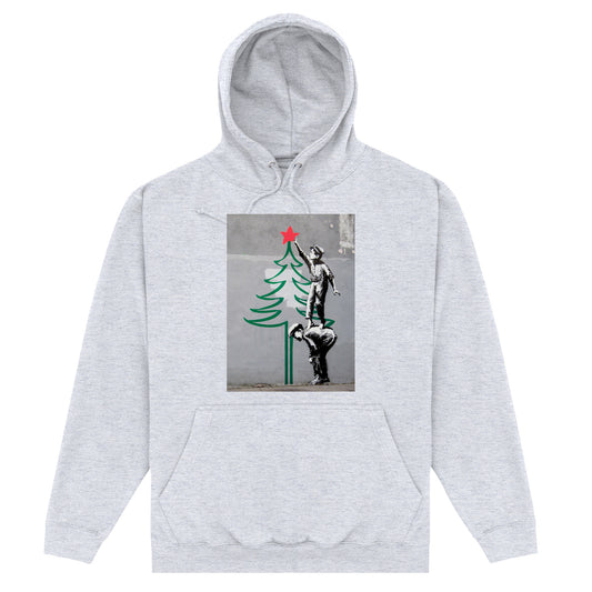 APOH Banksy Christmas Tree Heather Grey Hoodie