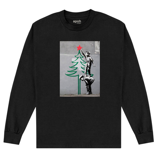 APOH Banksy Christmas Tree Black Long Sleeve T-Shirt