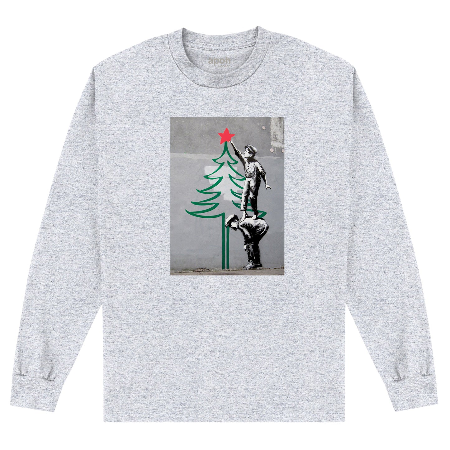 APOH Banksy Christmas Tree Grey Long Sleeve T-Shirt