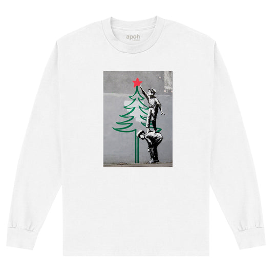 APOH Banksy Christmas Tree White Long Sleeve T-Shirt