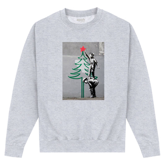 APOH Banksy Christmas Tree Heather Grey Sweatshirt