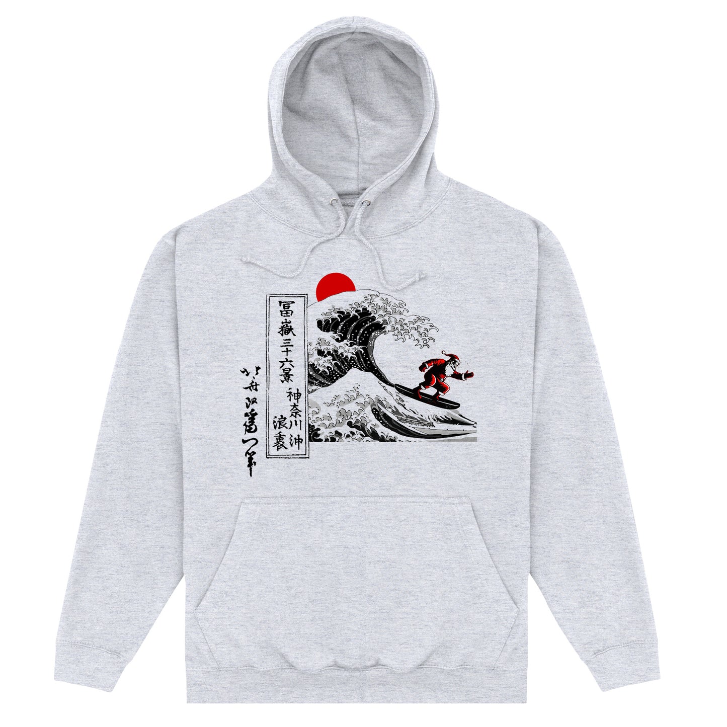 APOH Hokusai Santa Great Wave Heather Grey Hoodie