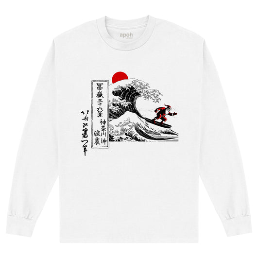 APOH Hokusai Santa Great Wave White Long Sleeve T-Shirt