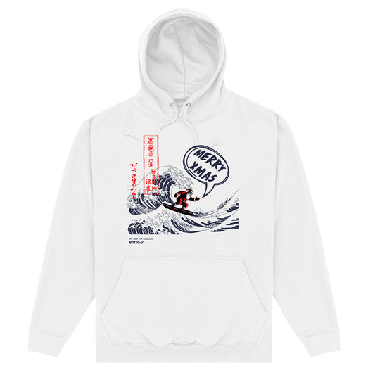 APOH Hokusai Santa Great Wave Merry Xmas White Hoodie