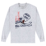 APOH Hokusai Santa Great Wave Merry Xmas Grey Long Sleeve T-Shirt