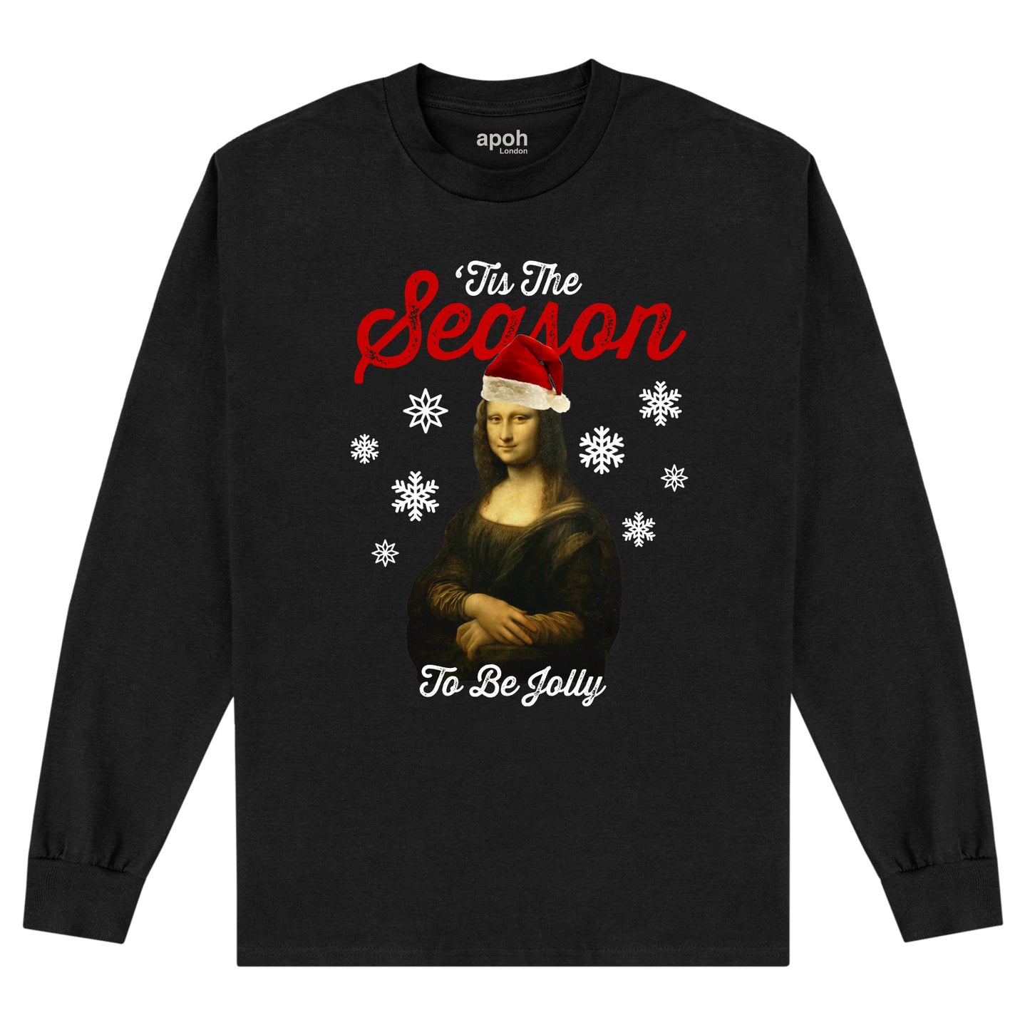 APOH Mona Lisa Tis The Season Black Long Sleeve T-Shirt