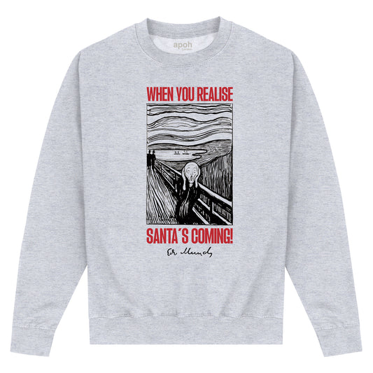 APOH Munch Santa's Coming Heather Grey Sweatshirt